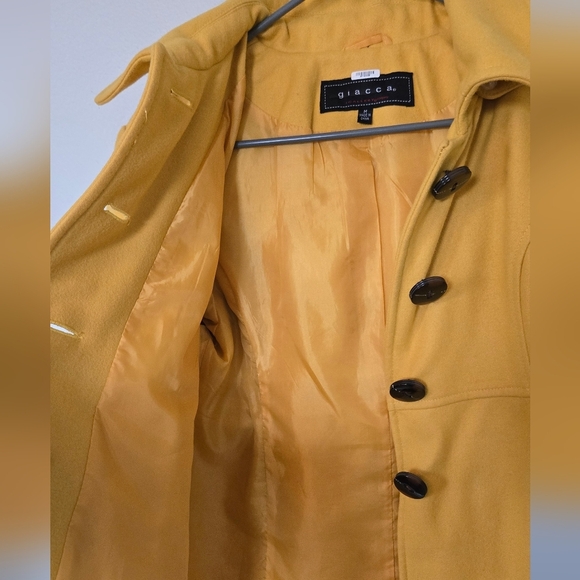 Giacca Yellow Wool Peacoat Size Medium - Picture 7 of 7